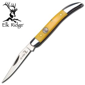 Yellow Handled Knife - Elk Medallion