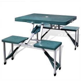 Foldable Camping Table Set with 4 Stools Aluminum