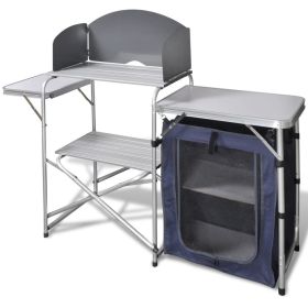 Camping Kitchen Unit with Windshield Aluminum