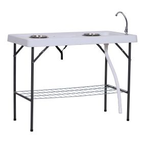 Outsunny Folding Fish Cleaning Table with Sink