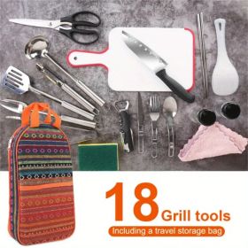 Portable 19-Piece Camping Cookware Kit