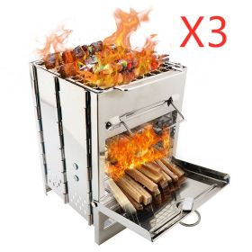 Lightweight Camping Wood Stove (Option: Silver 3PCS)