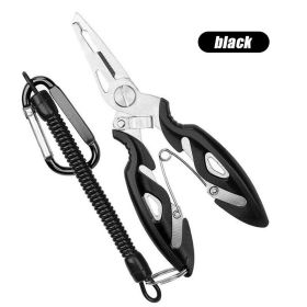 Pliers Stainless Steel Scissors (Color: Black with rope)