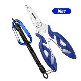 Pliers Stainless Steel Scissors (Color: Blue with rope)