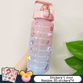 2L Large Capacity Water Bottle (Color: with Stickers 3)