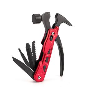 Multi-function Hammer Camping Gear Multitool (Color: Red)