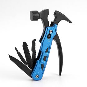 Multi-function Hammer Camping Gear Multitool (Color: Blue)