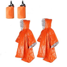 2pcs Emergency Blanket Poncho; Ultralight (Color: Orange 2pcs)