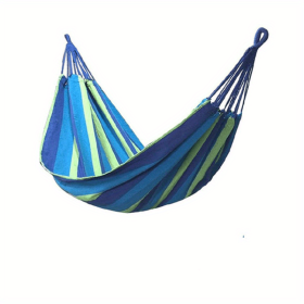 1pc Outdoor Swing; Hanging Tree Net Hammock (Color: Blue)