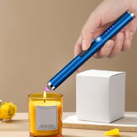 Electric Lighter Arc Windproof Flameless USB (Color: Blue)