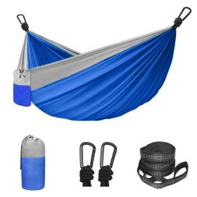 Camping Hammock Double & Single Portable Hammock (Color: Blue, size: 106.3x55.12inch)