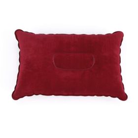 Portable Fold Inflatable Air Pillow (Color: G911D-wine red, size: 43X27cm)