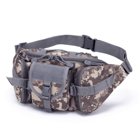 Waterproof Nylon Fanny Pack With Adjustable Belt (Color: ACU Camo, size: The belt can be adjusted)