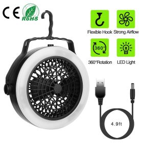 Portable Camping LED Fan 2 in 1 Outdoor Battery (Color: Black & White)