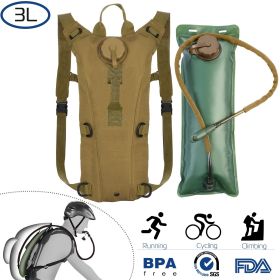 Hydration 3L Bladder Backpack (Color: Khaki, size: 3L)