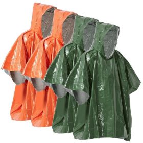 Emergency Rain Poncho Weather Proof (Type: Camping supplies, Color: Orange & Green)