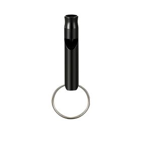 1pc Aluminum Whistle With Keychain; Sturdy Lightweight (Color: Black)