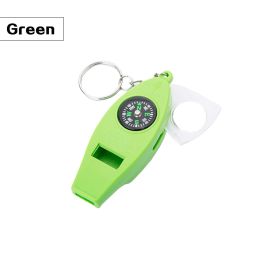 4 In 1 Emergency Survival Whistle With Compass (Color: Green)