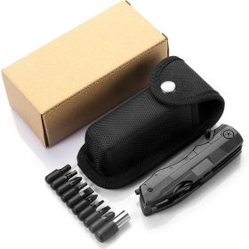 Folding Pocket Multi-purpose Set Of Tools (Color: Black)