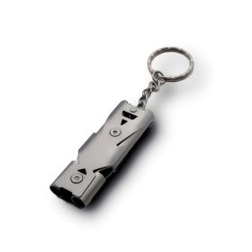 Stainless Whistle Double Tube Lifesaving Emergency (Color: Grey)