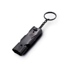 Stainless Whistle Double Tube Lifesaving Emergency (Color: Black)