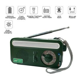 Emergency Radio Hand Crank Solar (Color: Green)