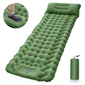 Sleeping Pad Inflatable Mattress With Pillows (Color: Green)