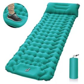 Sleeping Pad Inflatable Mattress With Pillows (Color: Peacock Blue)