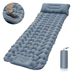 Sleeping Pad Inflatable Mattress With Pillows (Color: Light Grey)