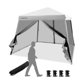 10 x 10 Pop Up Canopy with Mesh Sidewalls and Roller Bag (Color: Gray)