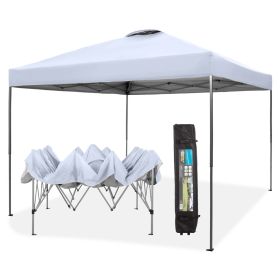 10x10ft Pop Up Canopy Tent With Wheeled Bags (material: powder coated steel frame, Color: White)