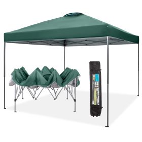 10x10ft Pop Up Canopy Tent With Wheeled Bags (material: powder coated steel frame, Color: Green)