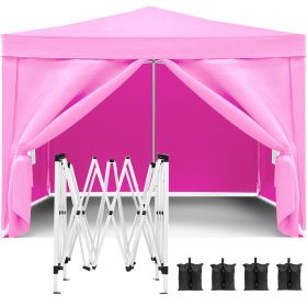 10'x10' EZ Pop Up Canopy Outdoor Portable (Color: Pink)