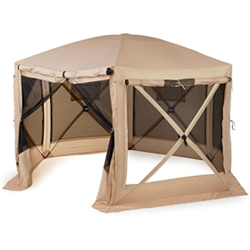 12.5 X 12.5 Ft Canopy, Camping Screen Tent (Color: 12.5 x 12.5Tan)