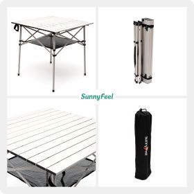 SUNNYFEEL Folding Table Compact  Aluminum (Color: Grey)