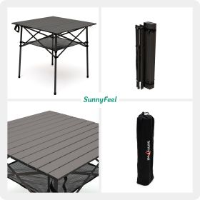 SUNNYFEEL Folding Table Compact  Aluminum (Color: Brown)