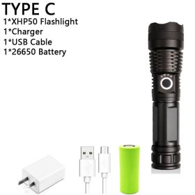 1000 XHP90 most powerful led flashlight usb (Body Color: NO Box, Emitting Color: C-XHP50)