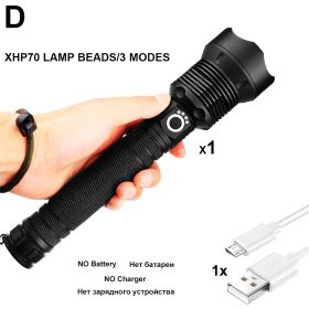 LED Flashlight Torch USB Rechargeable (Emitting Color: D-XHP70-NO Battery)