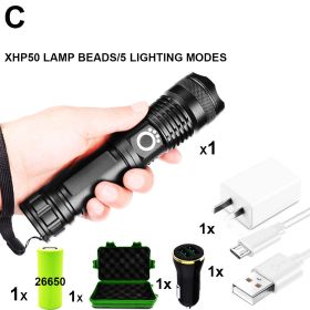 LED Flashlight Torch USB Rechargeable (Emitting Color: C-XHP50)