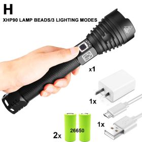 LED Flashlight Torch USB Rechargeable (Emitting Color: H-XHP90)