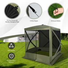 Pop Up Gazebo with Netting (Color: Green)