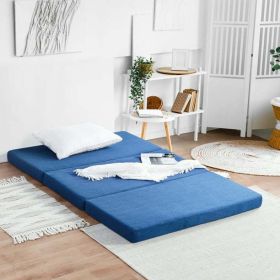 4'' Adult Tri-Fold Memory Foam Mattress, Blue, Narrow Twin (Color: Blue)