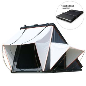 Aluminium Hard Shell Grey Rooftop Tent (Color: Black+Grey with Rack)