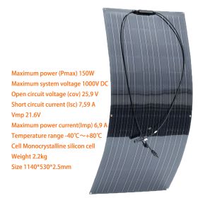 Flexible Solar Panel Sets 18V to 400W (Color: 150W 21.5V)