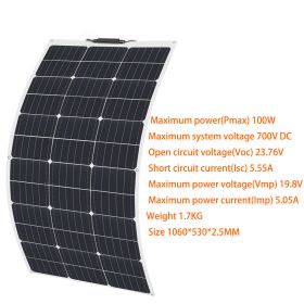 Flexible Solar Panel Sets 18V to 400W (Color: 19.8V 100W)