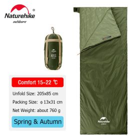 Naturehike lw180 Sleeping Bag Ultralight Cotton (Color: Green - 205x85 cm)