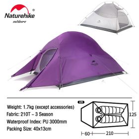 Naturehike Cloud Up 3 Upgraded Tent Ultralight (Color: 2 Person Purple)