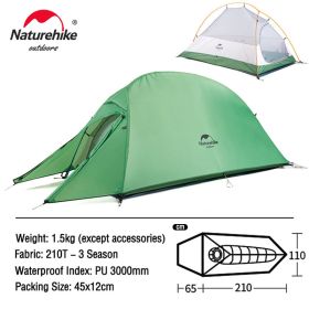 Naturehike Cloud Up 3 Upgraded Tent Ultralight (Color: 1 Person Green)