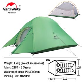 Naturehike Cloud Up 3 Upgraded Tent Ultralight (Color: 2 Person Green)