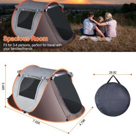 Pop Up  Automatic  Tent with 4 Mosquito Net (Type: Khaki_3_4Person_Standard)